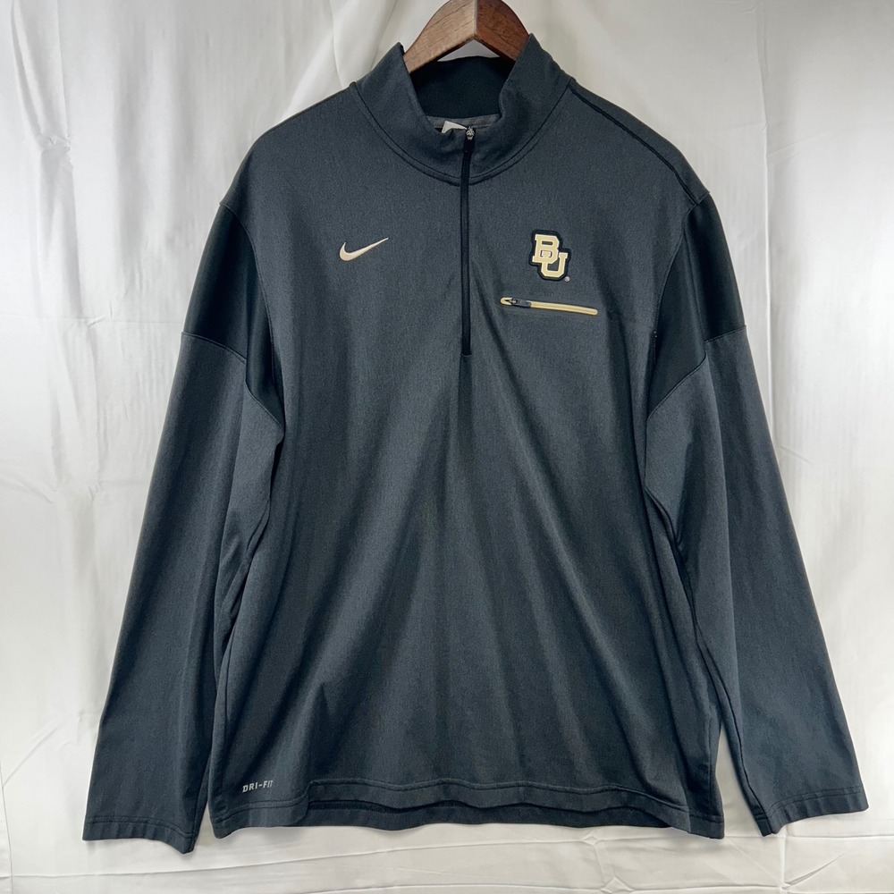 Nike Baylor Bears Pullover Mens XL Charcoal Gray Dri-FIT 1/4 Zip 32886X-BX5